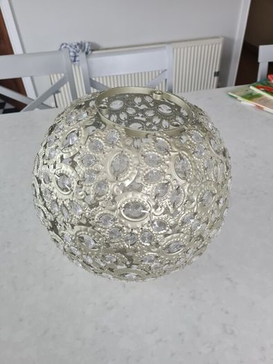 Metal and crystal lampshade