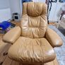 Tan Leather Reclining Chair. Image 2