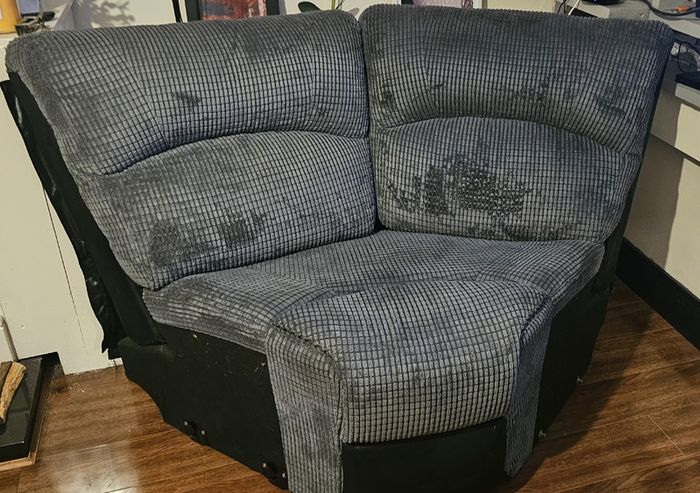 Corner sofa section - grey corduroy