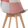 Set of 4 PATCHWORK Upholstered Dining Chairs Morandi Pink  with Patchwork Fabric and Metal Beech Wood Legs for Bedroom Living Room Kitchen Image 2