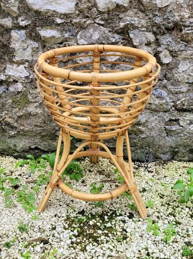 Vintage bamboo jardiniere stand