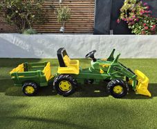 Rolly John Deere pedal tractor with loader and trailer