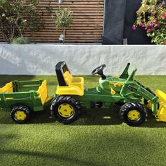 Rolly John Deere pedal tractor with loader and trailer