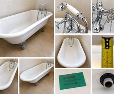 Victorian-Style Solid Composite Freestanding Roll-Top Bath + Azur Brassware