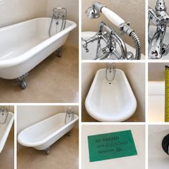 Victorian-Style Solid Composite Freestanding Roll-Top Bath + Azur Brassware