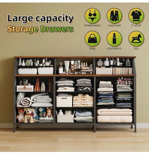 Dresser for Bedroom with 13 Drawers, 55 inch Wide Chest of Drawers