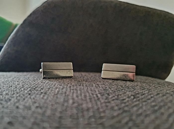 4 Pairs Men's Cufflinks - Silver & Blue Modern Designs