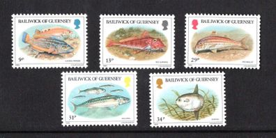 1985 Guernsey Fish Commemorative Stamps Mint Never Hinged (MNH)