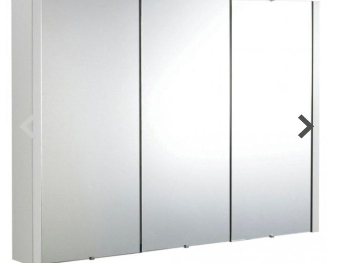 Clearance: Gloss White Design 900mm Mirror Cabinet