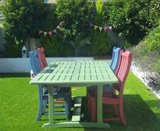 Quality solid wood garden table & chairs x 4