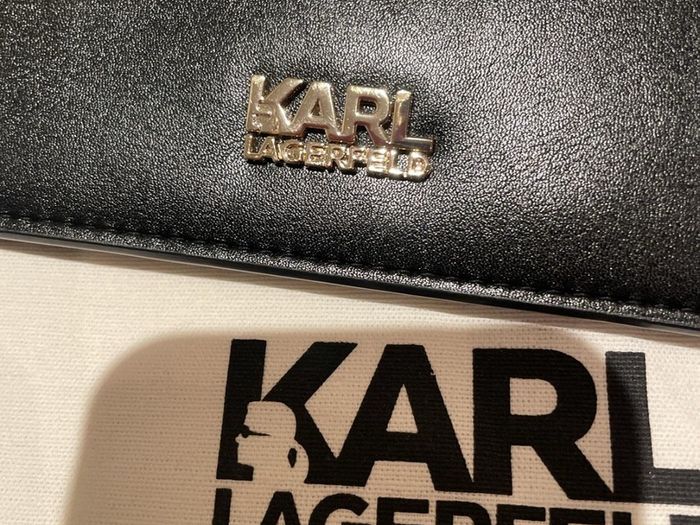Karl Lagerfeld black leather clutch with dust bag