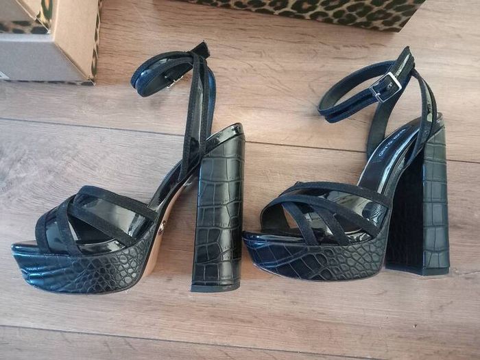 Brand New River Island Black Platform Sandals Size UK 36