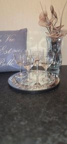 Vintage Etched Crystal Wine Glasses Set of 4 Elegant Stemware Barware