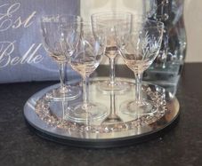 Vintage Etched Crystal Wine Glasses Set of 4 Elegant Stemware Barware
