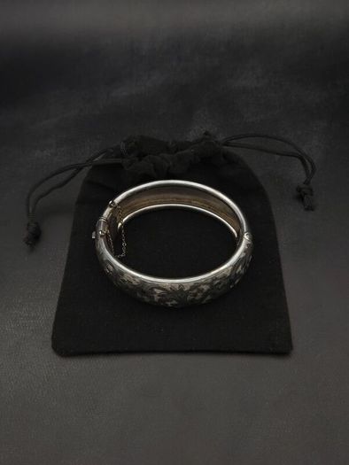 Rare Sterling Silver Chunky Chester Bangle, 1947