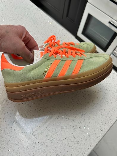 Adidas Gazelle Bold platform trainers - green and orange