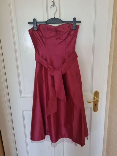 Cerise pink strapless bridesmaid dresses