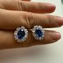 Moissanite Diamond and Sapphire Earrings Image 6