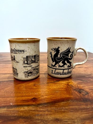 2 Vintage Ceramic Mugs Scotland and Wales