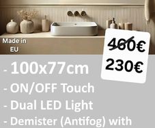 LED Bathroom Mirror Defogger Weather Station Backlit Dual LED