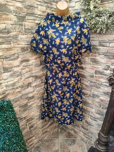Handmade Navy Floral Summer Dress Medium Postage included