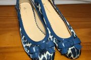 Ladies' Blue Leopard Print Flat Pumps UK4 EUR37      S-E