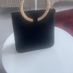 Lisa Kay Leather and Suede Black Clutch Bag