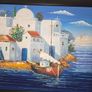 Oil on Canvas by Vinno Mediterranean Scene - Framed Image 3