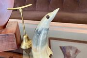 Vintage Mid Century Hand Carved Dykehead Scotland Penguin Bovine Horn Figure