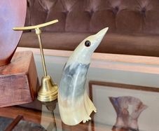 Vintage Mid Century Hand Carved Dykehead Scotland Penguin Bovine Horn Figure