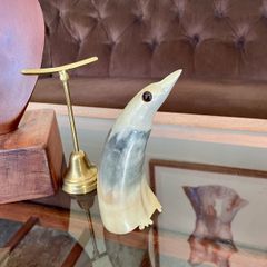 Vintage Mid Century Hand Carved Dykehead Scotland Penguin Bovine Horn Figure