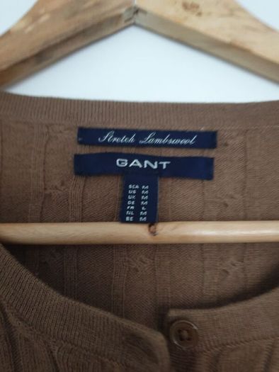 Gant Wool Rich Cable Knit Cardigan Size Medium