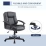 Mid Back Executive Office Chair, Faux Leather Computer Desk Chair with Swivel, Double-Tier Padding, Arm, Wheels, Black Image 6