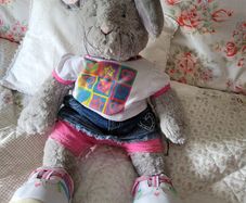 Cute fluffy bunny in build a bear outfit