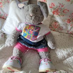 Cute fluffy bunny in build a bear outfit