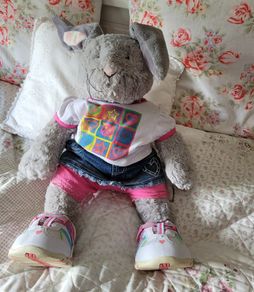 Cute fluffy bunny in build a bear outfit