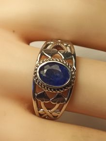 Sterling Silver Natural Sapphire Band Ring