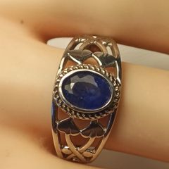 Sterling Silver Natural Sapphire Band Ring