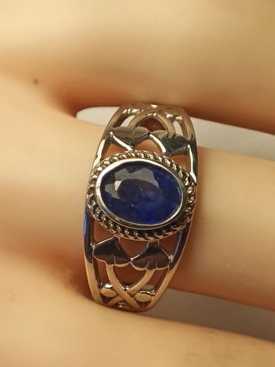 Sterling Silver Natural Sapphire Band Ring