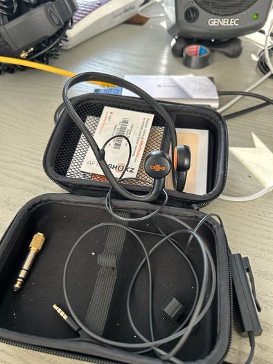Aftershokz Bone Conduction wired.