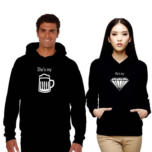 Beer And Diamond Couple Hoodies Great For Valentines Day