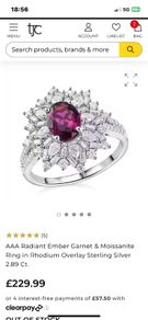 Garnet & Moissanite Silver Ring