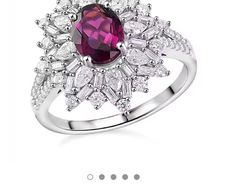 Garnet & Moissanite Silver Ring
