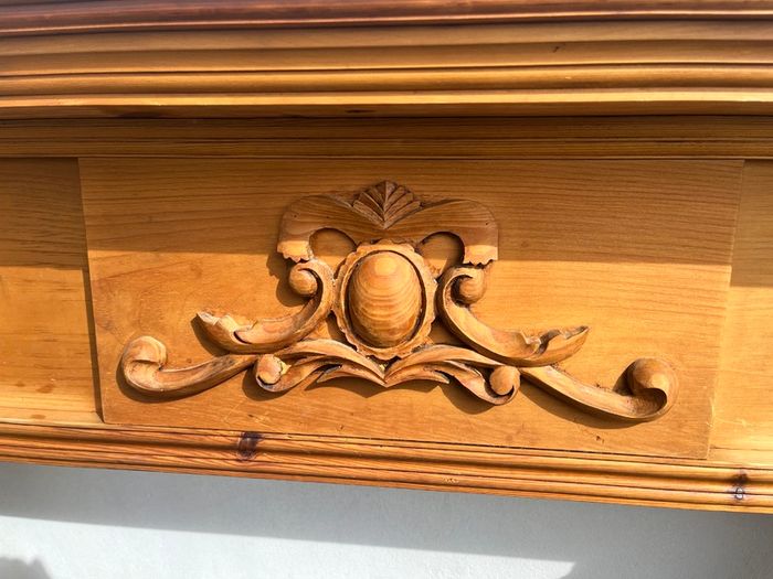 Fireplace cast iron insert wooden surround