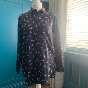 Zara navy & white blouse with knot detail. Oversized. Size S
