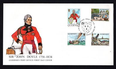 1984 Guernsey 50th Death Anniversary of Lieutenant Sir John Doyle 1756-1864 Commemorative Stamps Official First Day Cover (FDC)