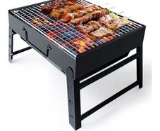 Portable Foldable Charcoal Grill for Outdoor, Stainless Steel BBQ Tabletop Smoker for Picnic, Garden, Terrace, Camping, Travel, Hiking