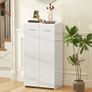 High-gloss shoe cabinet, shoe storage with adjustable shelves for hallway, entry, space for 10 pairs, white Image 4