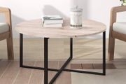 SALE | Round Coffee Table Tea Table Round Coffee Table for Living Room with Metal Legs, Black+White oak