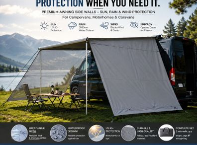 Caravan & Motorhome Awning Side Walls Set of 2